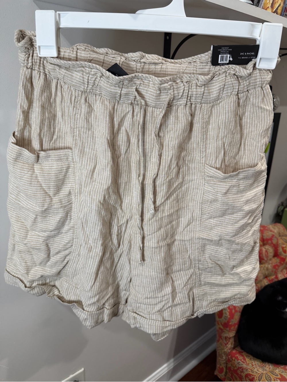 Zac & Rachel Beige Striped Women’s Drawstring Shorts